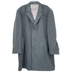 Calvin Klein Coat Mens‎ 44R Gray Herringbone Overcoat Old Money Classic Trench
